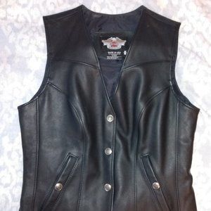 Harley-Davidson Black Leather Biker Vest ~ Women's sz Medium